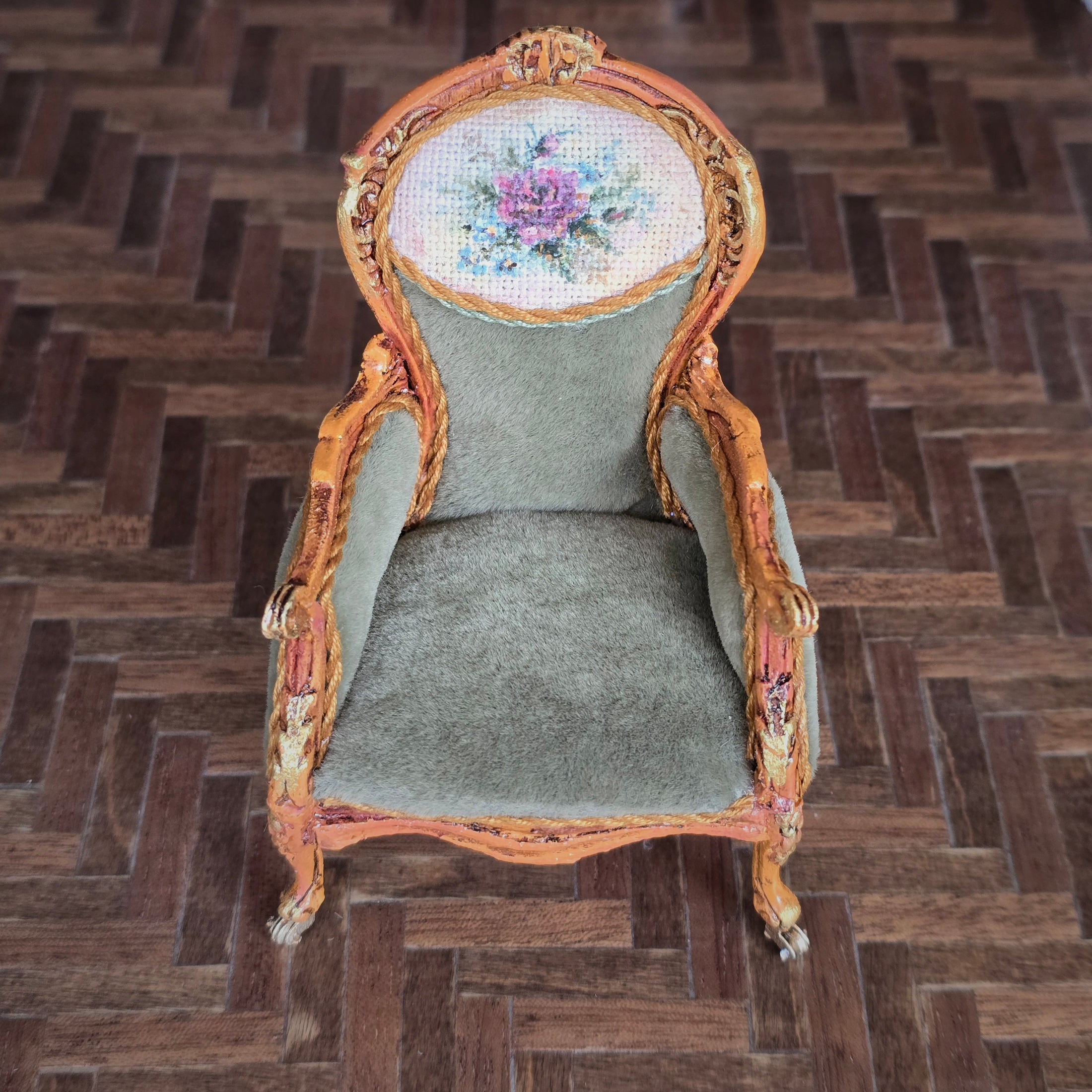 Jill Dianne OOAK Louis XV Rococo Miniature Fauteuil Armchair