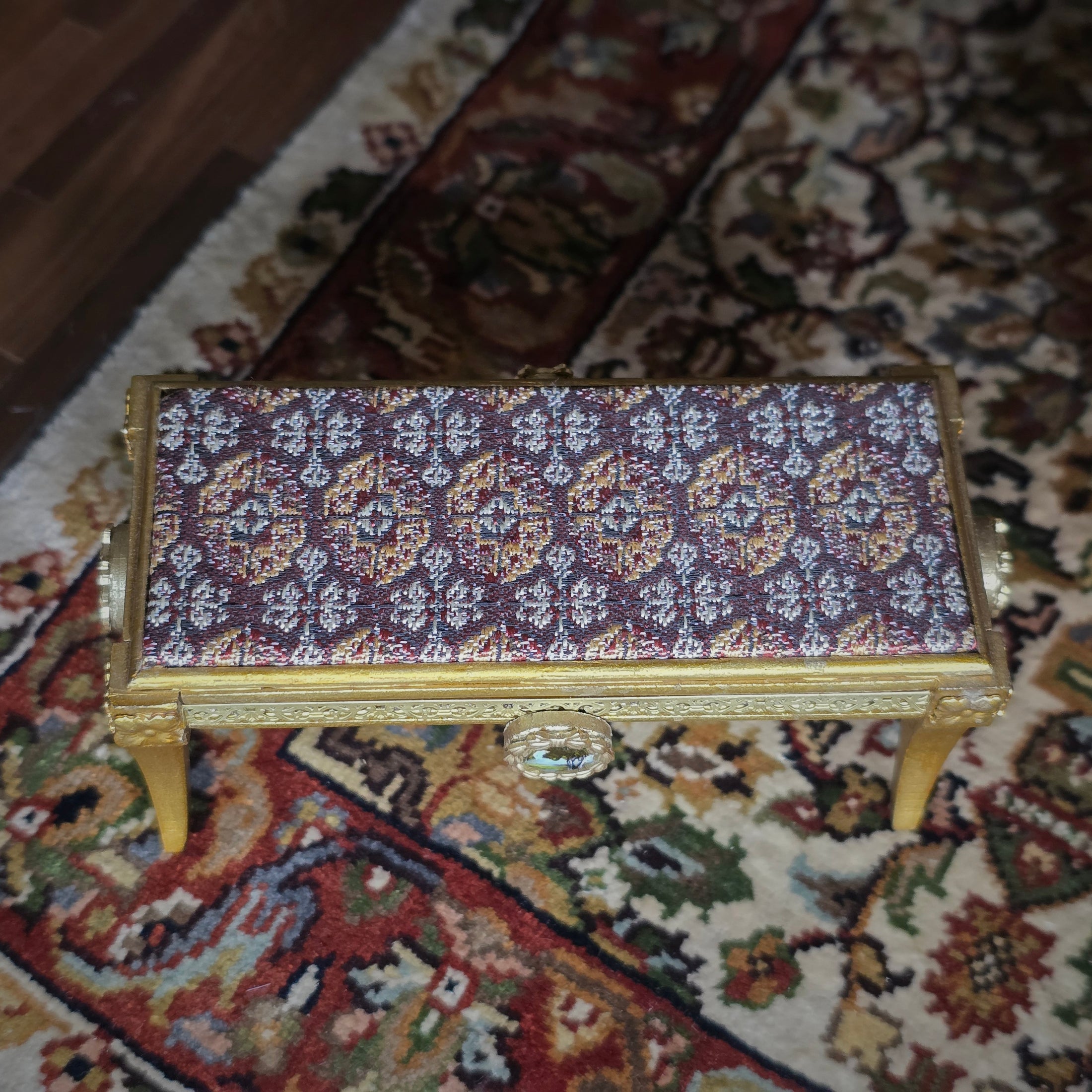 Gilbert Mena Neoclassical Miniature Limoges Plaque Bout De Pied Bench (2019)