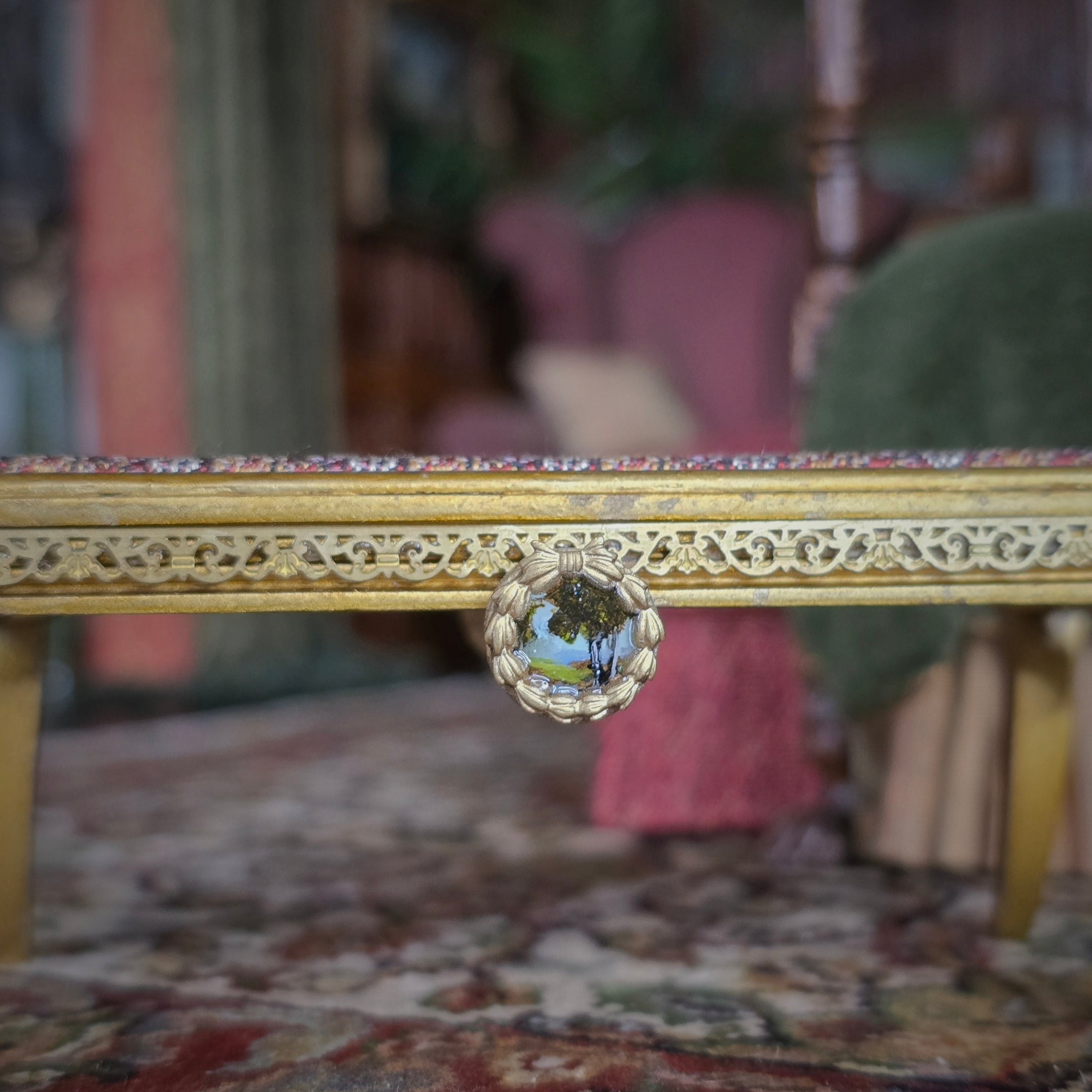 Gilbert Mena Neoclassical Miniature Limoges Plaque Bout De Pied Bench (2019)