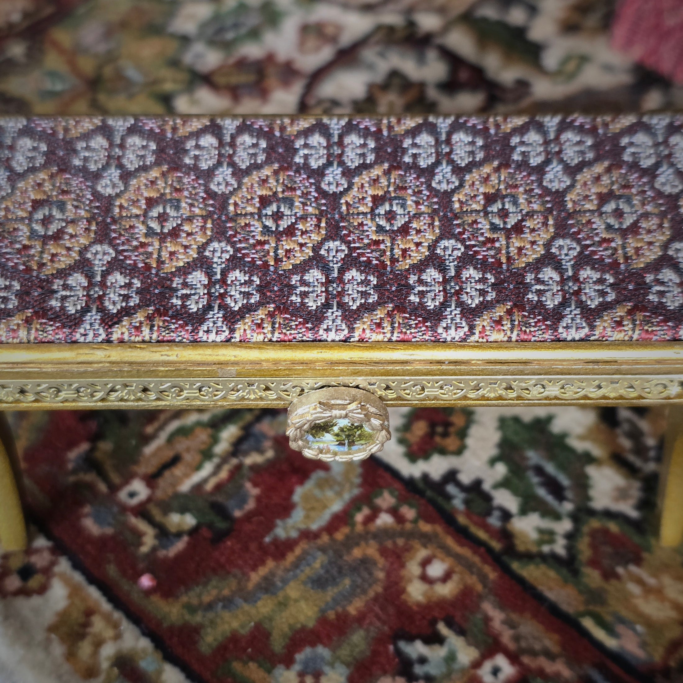 Gilbert Mena Neoclassical Miniature Limoges Plaque Bout De Pied Bench (2019)