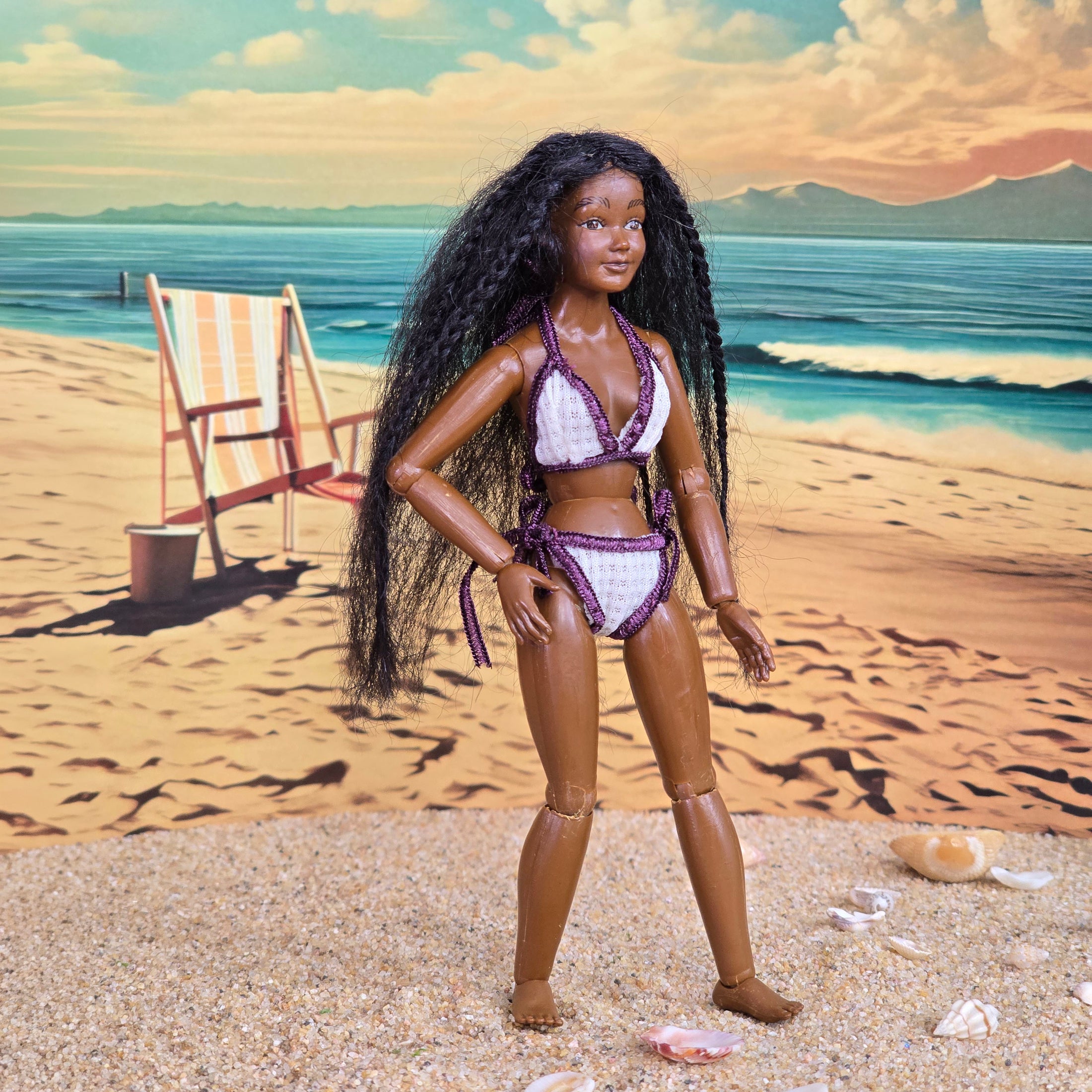 Heidi Ott Rare Ball Jointed Resin Dollhouse Doll Swimsuit African American Beach Lady