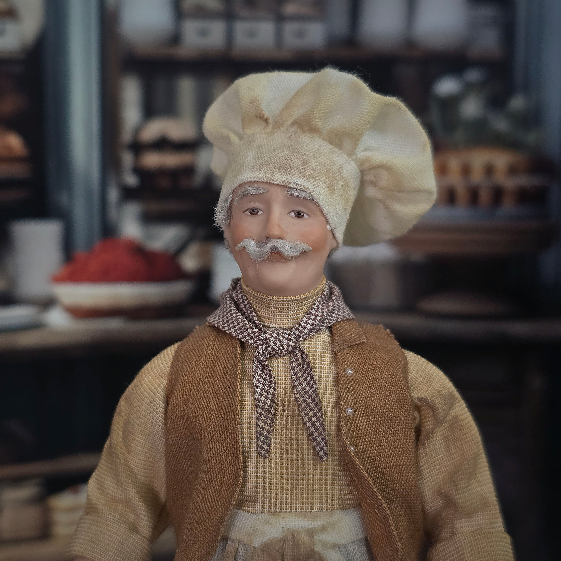 Connie Sauve IGMA OOAK Porcelain Baker Doll Americana Baker Chef Man Character