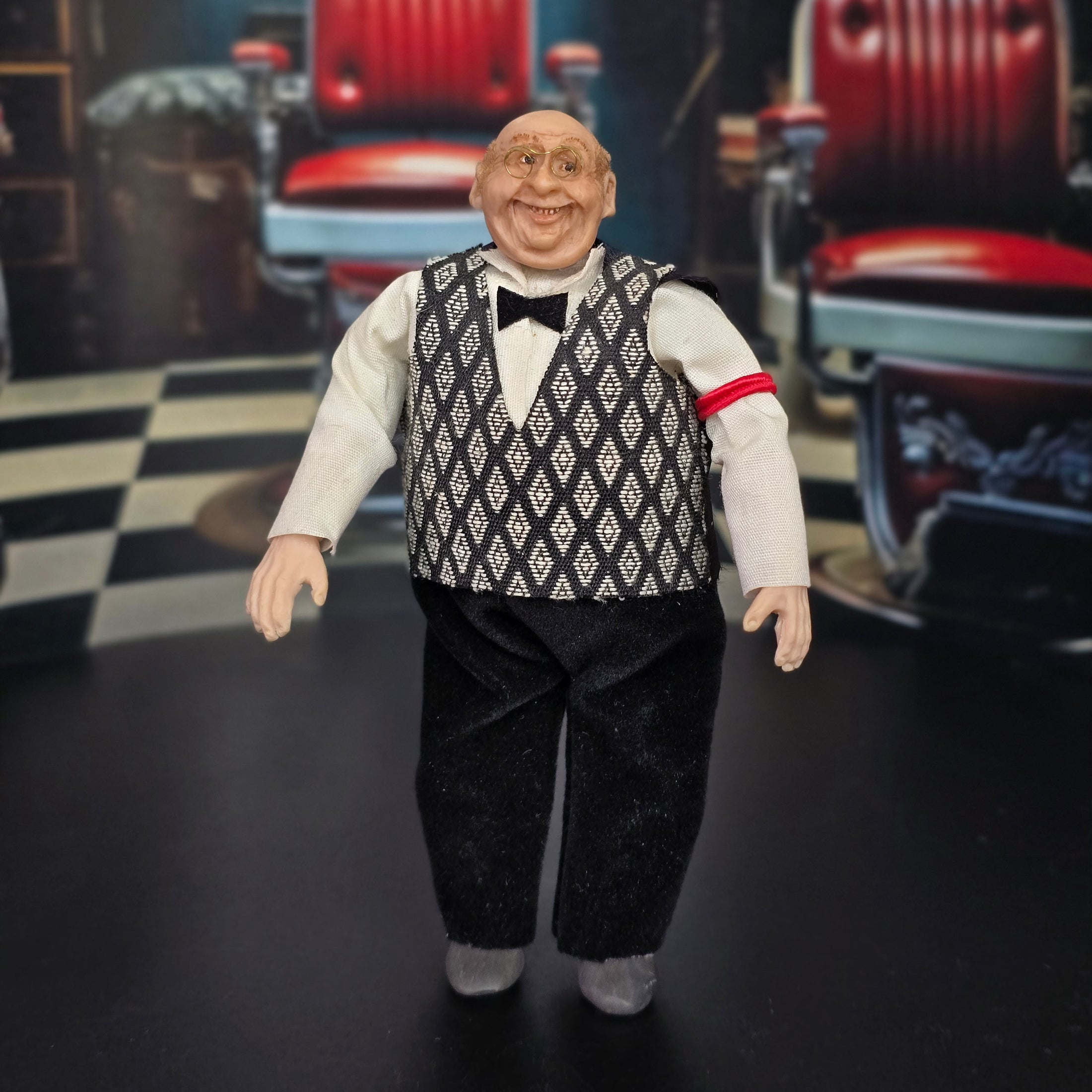 Signed 1995 Clay Happy Gentleman Waiter Bartender Barber Dollhouse Character Doll