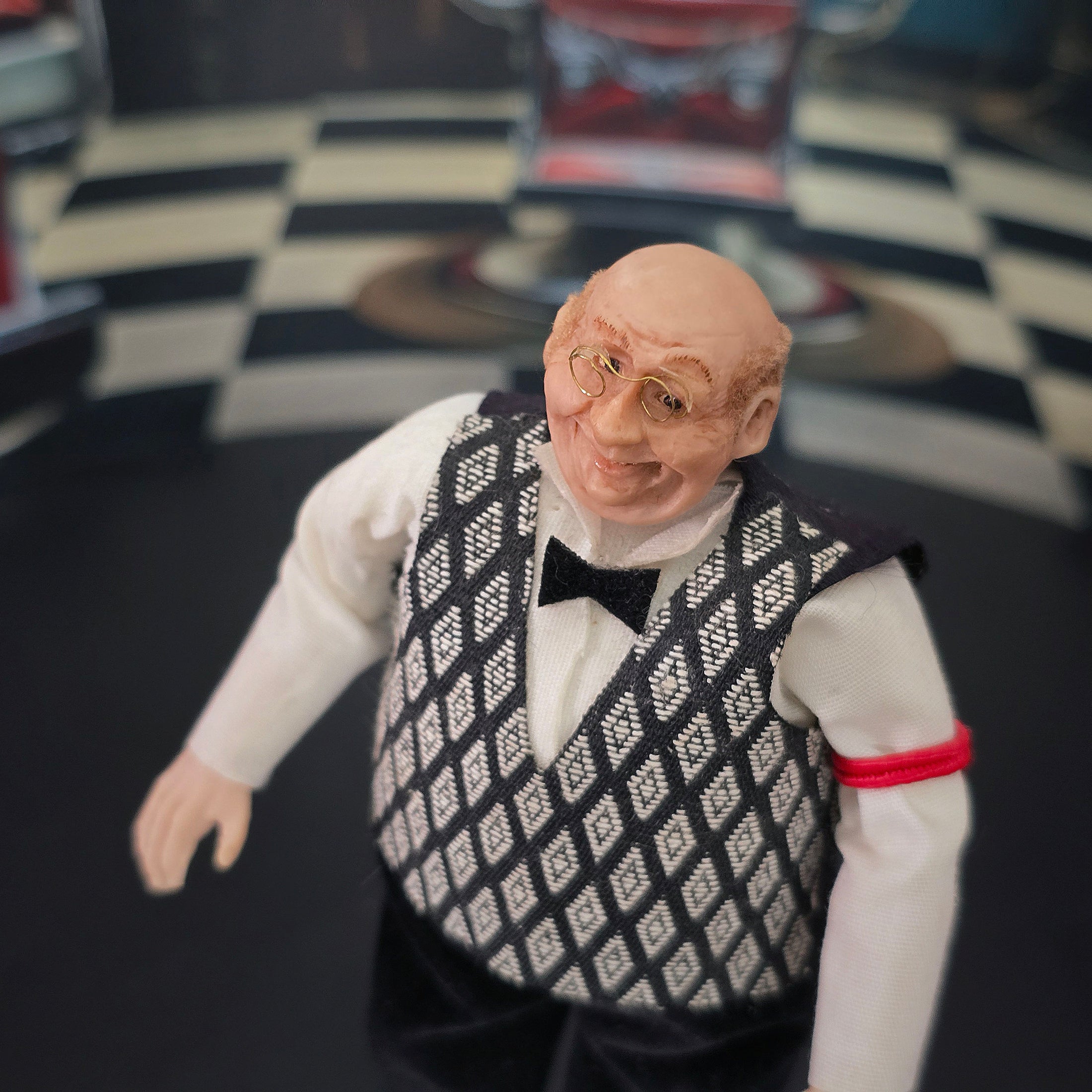 Signed 1995 Clay Happy Gentleman Waiter Bartender Barber Dollhouse Character Doll