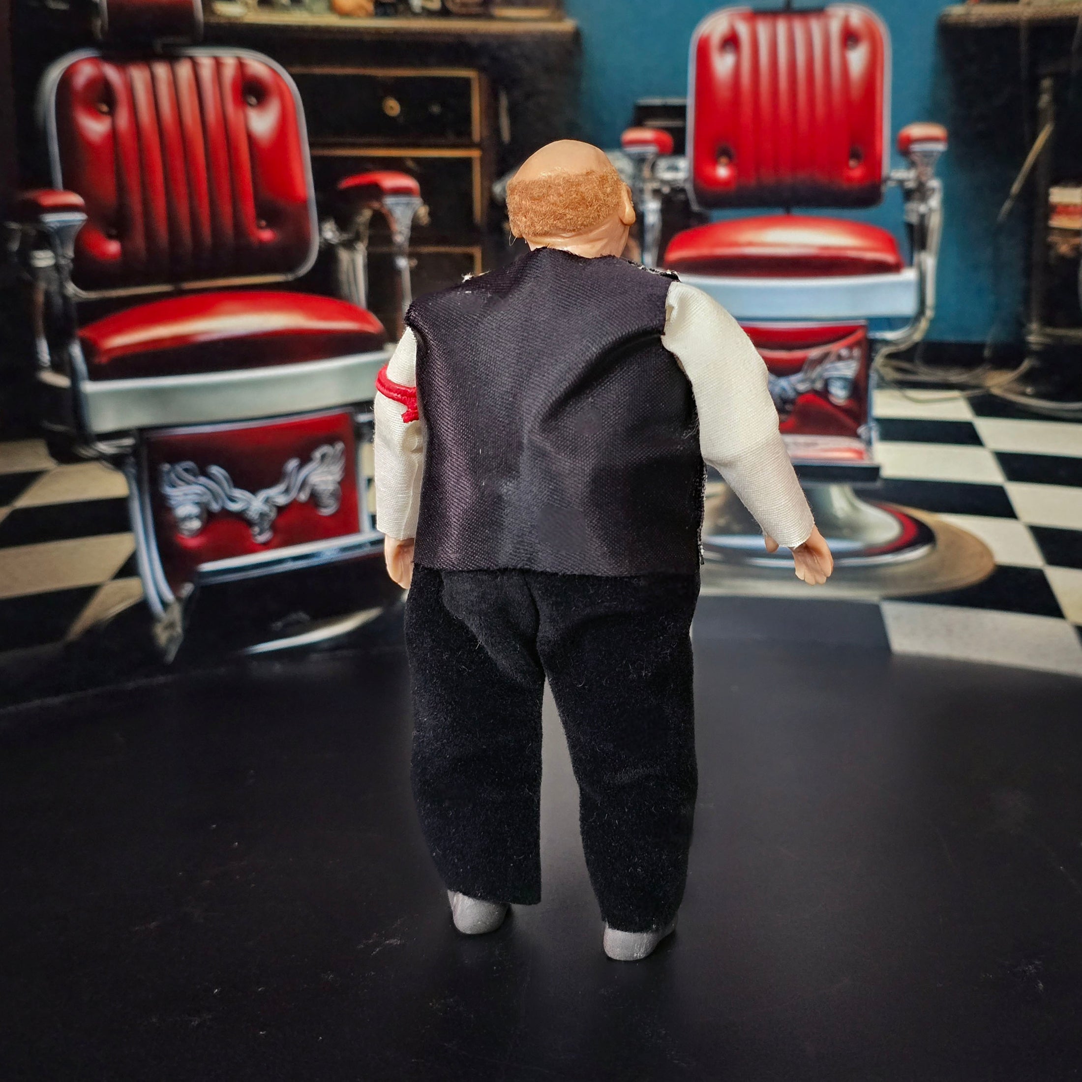 Signed 1995 Clay Happy Gentleman Waiter Bartender Barber Dollhouse Character Doll