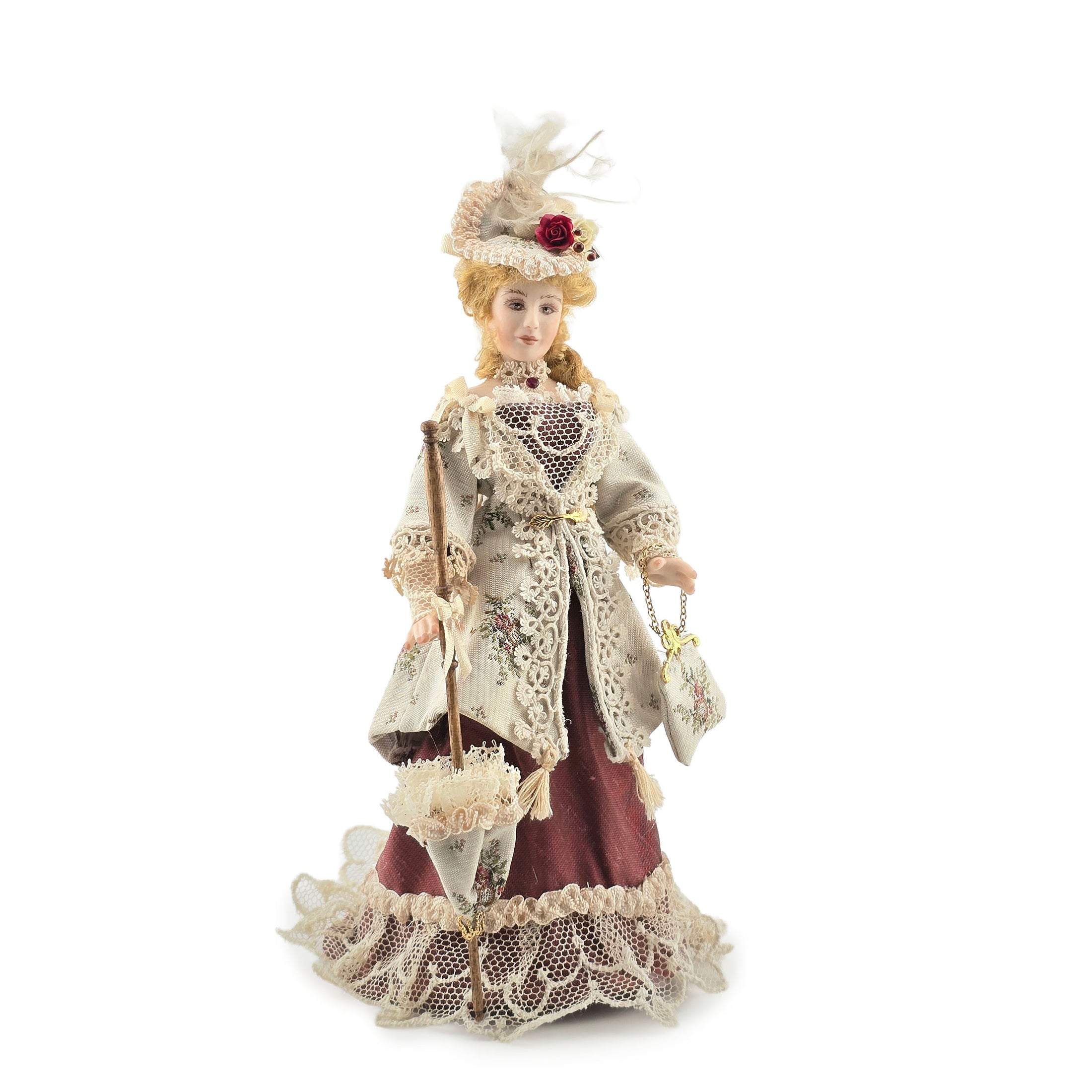 Pat Boldt Rare Blonde Victorian Lady Porcelain Doll Elegant Standing Figure with Parasol