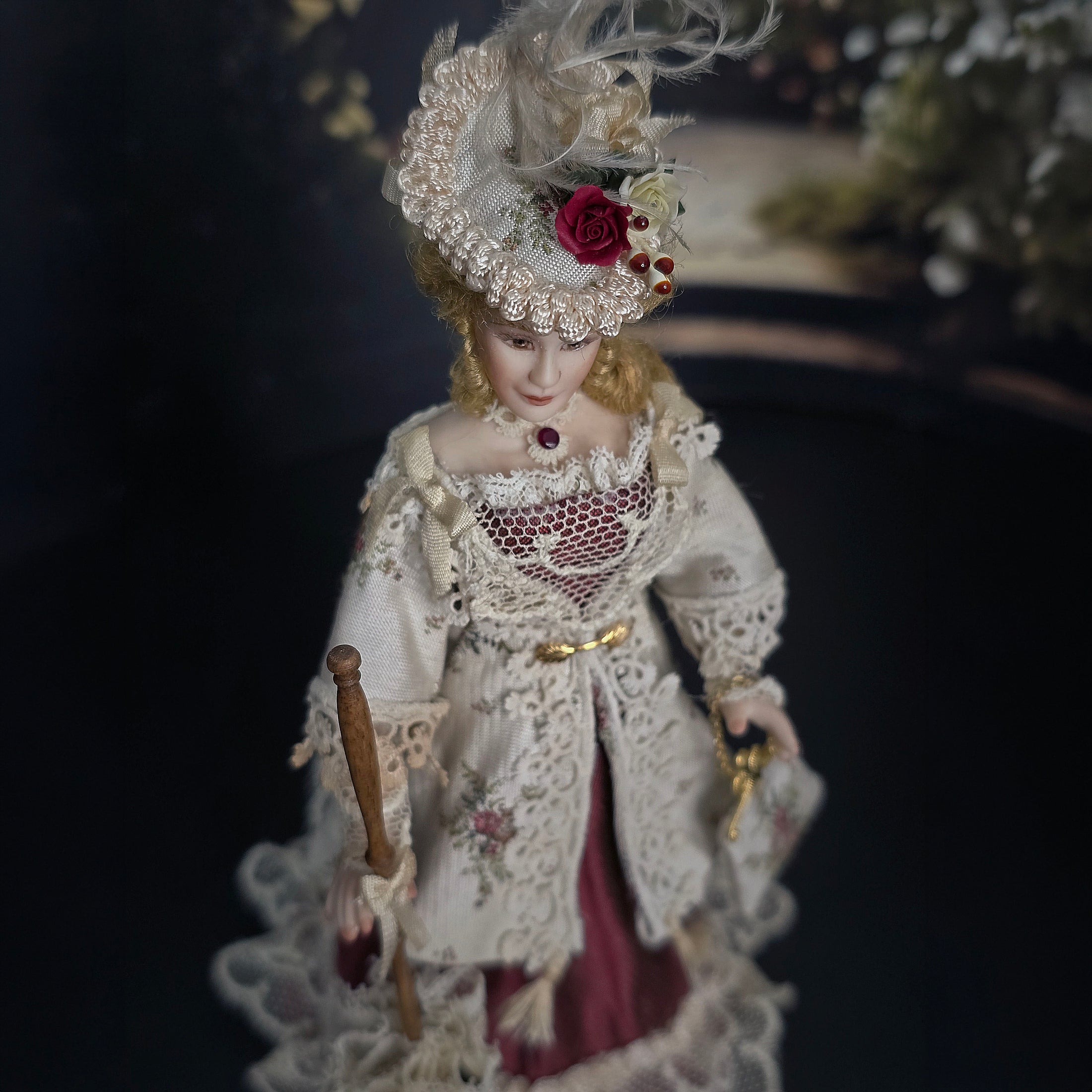 Pat Boldt Rare Blonde Victorian Lady Porcelain Doll Elegant Standing Figure with Parasol