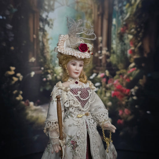 Pat Boldt Rare Blonde Victorian Lady Porcelain Doll Elegant Standing Figure with Parasol