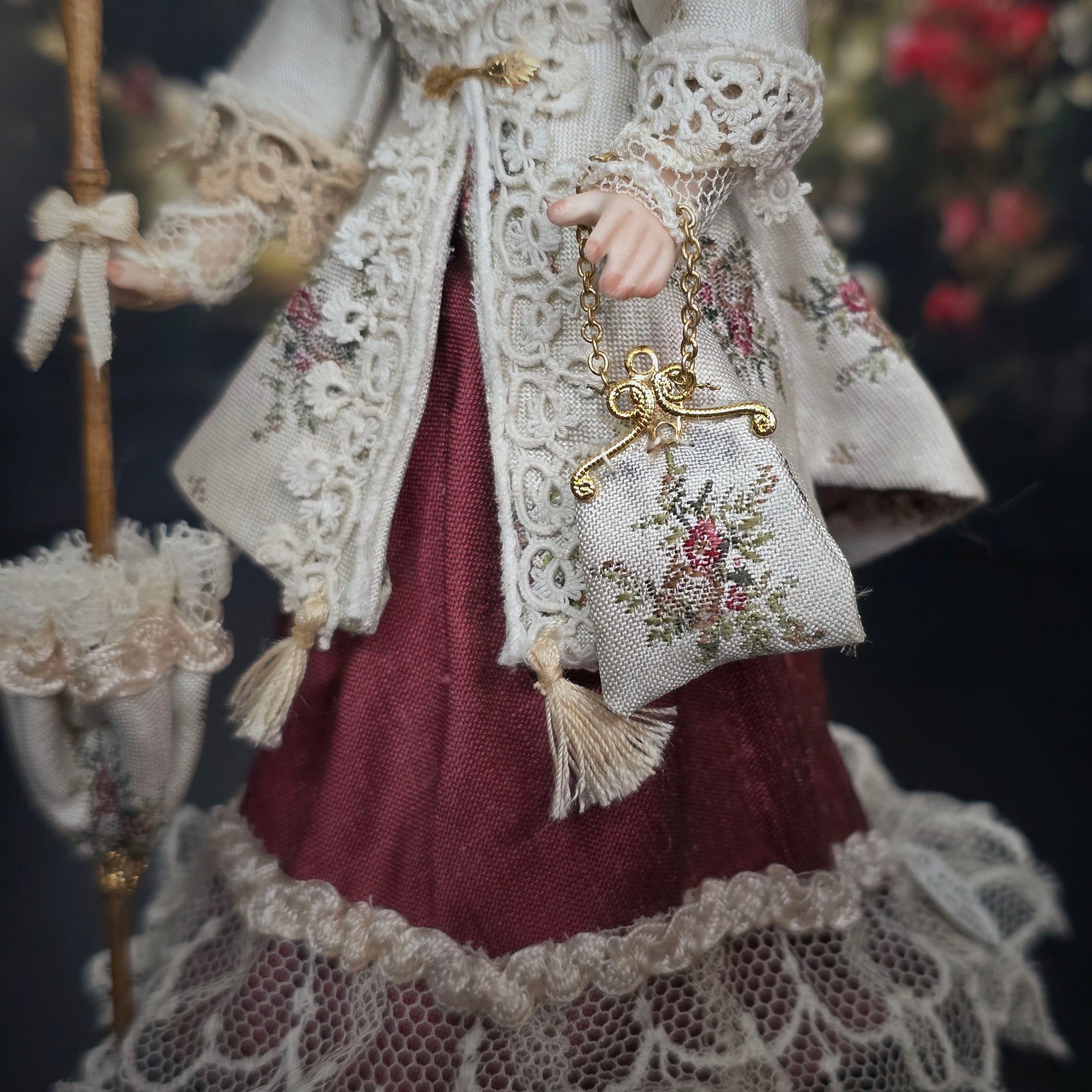 Pat Boldt Rare Blonde Victorian Lady Porcelain Doll Elegant Standing Figure with Parasol