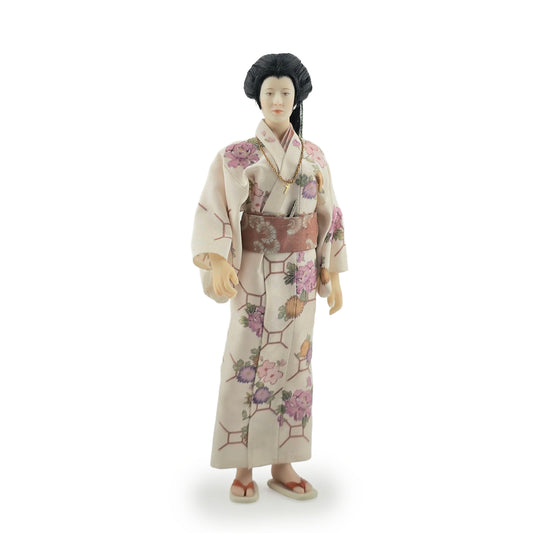 One OOAK porcelain Japanese Gentleman Doll in Floral Kimono by Maria Santos