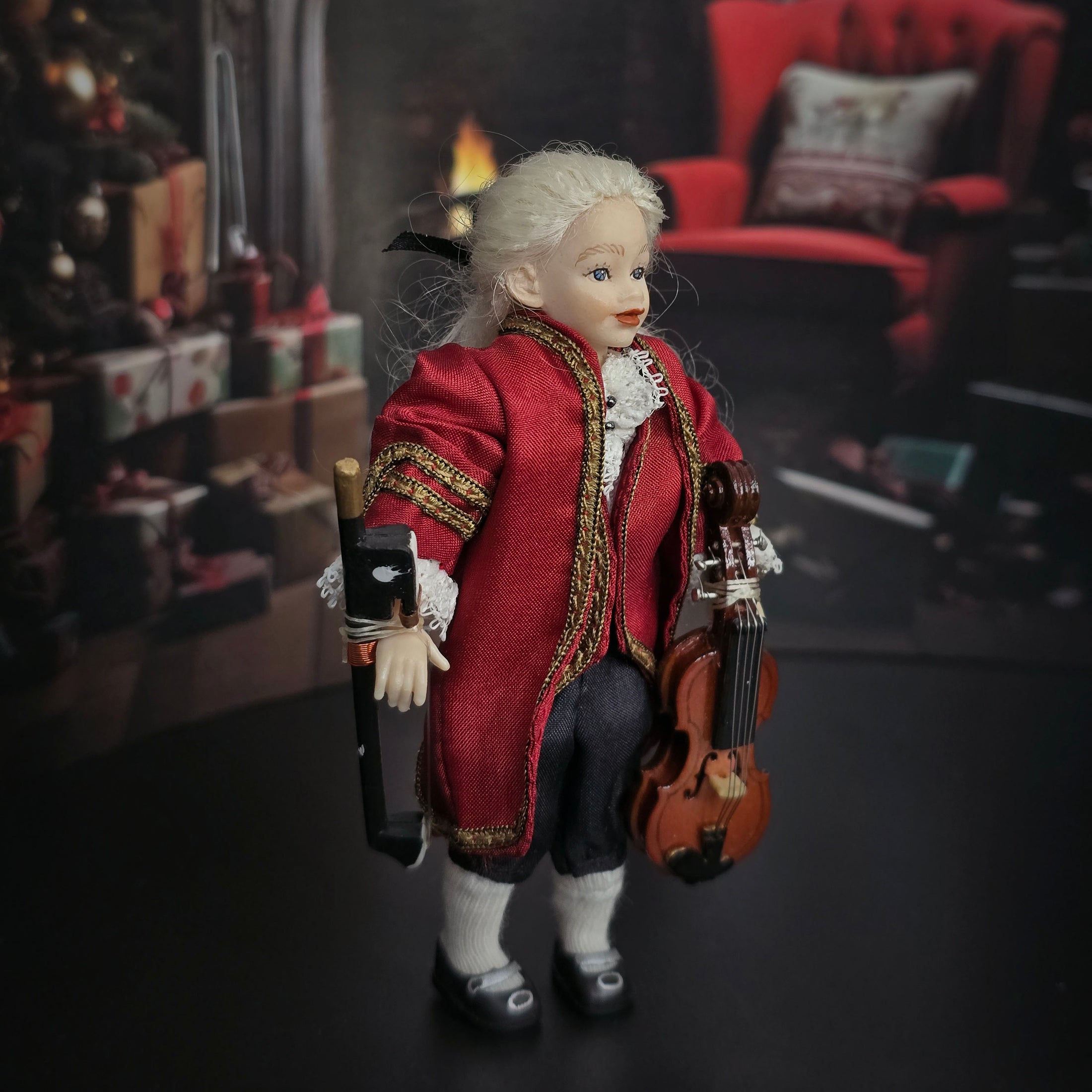 Heidi Ott Rare Rococo Young Boy Violinist Dollhouse Doll with Box BJD Resin