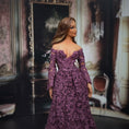 Load image into Gallery viewer, Lilac Lane Miniatures Edwardian or Modern Style Dollhouse Clay Doll in Plum Lace Gown
