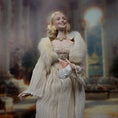 Load image into Gallery viewer, Vintage Porcelain Hollywood Starlet Blonde Lady Doll Ivory Gown & Fur Stole
