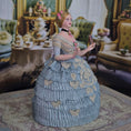 Load image into Gallery viewer, Gale Elena Bantock Signed Victorian Lady Porcelain Dollhouse Doll in Blue Silk Gown with Fan

