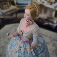 Load image into Gallery viewer, Gale Elena Bantock Signed Victorian Lady Porcelain Dollhouse Doll in Blue Silk Gown with Fan
