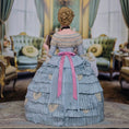 Load image into Gallery viewer, Gale Elena Bantock Signed Victorian Lady Porcelain Dollhouse Doll in Blue Silk Gown with Fan
