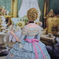 Load image into Gallery viewer, Gale Elena Bantock Signed Victorian Lady Porcelain Dollhouse Doll in Blue Silk Gown with Fan
