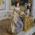 Load image into Gallery viewer, Victorian Porcelain Dollhouse Doll in Beige Silk Gown with Gorgeous Jewelry
