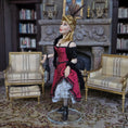 Load image into Gallery viewer, OOAK Flirty Blonde Porcelain Saloon Lady Dollhouse Doll Red Black Dress
