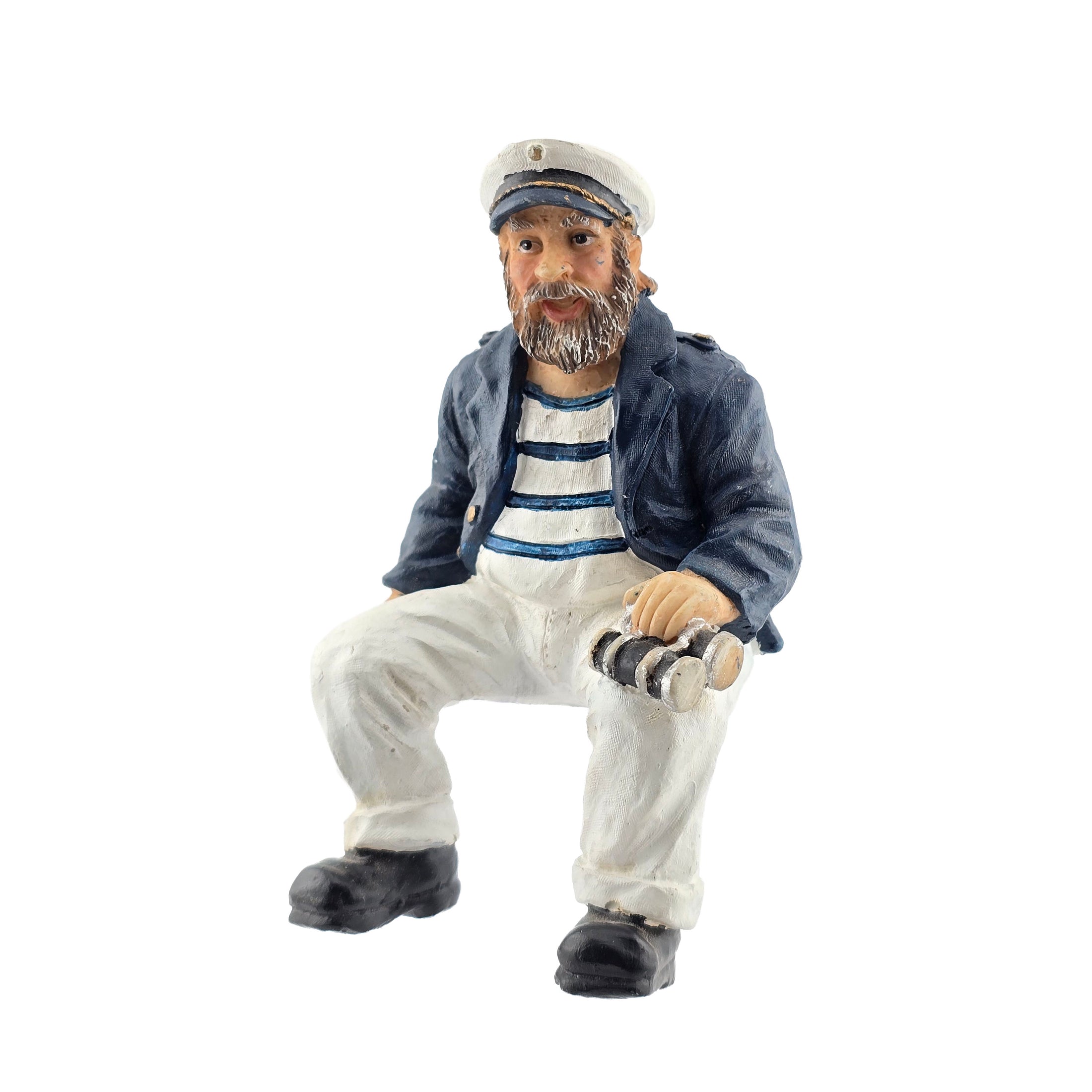 Nautical Boat Captain Seated Old Man Clay/Resin Hand Painted Figure