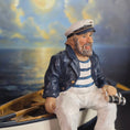 Load image into Gallery viewer, Nautical Boat Captain Seated Old Man Clay/Resin Hand Painted Figure

