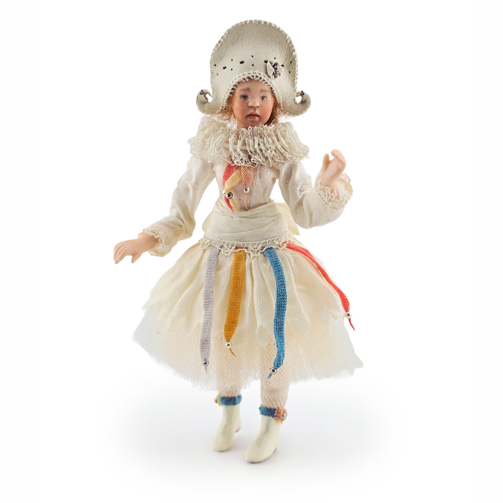 Angelika Mannersdorfer OOAK Fantasy Pierrot Porcelain Dollhouse Doll with Leather Hat