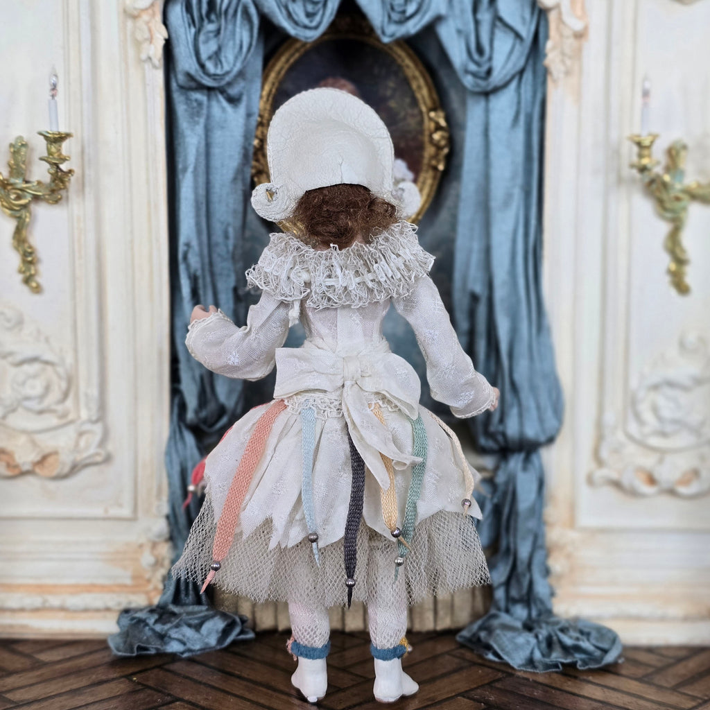 Angelika Mannersdorfer OOAK Fantasy Pierrot Porcelain Dollhouse Doll with Leather Hat