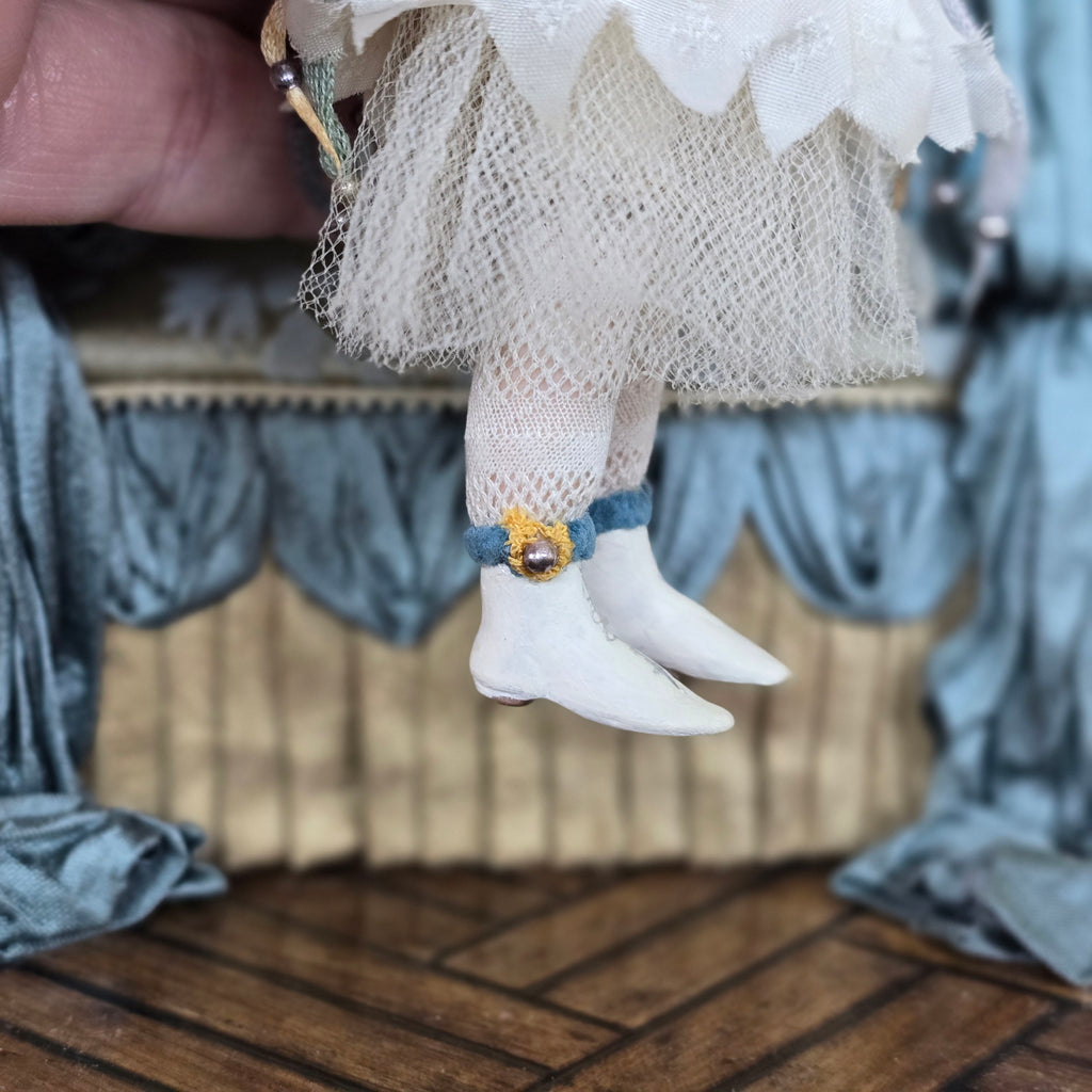 Angelika Mannersdorfer OOAK Fantasy Pierrot Porcelain Dollhouse Doll with Leather Hat