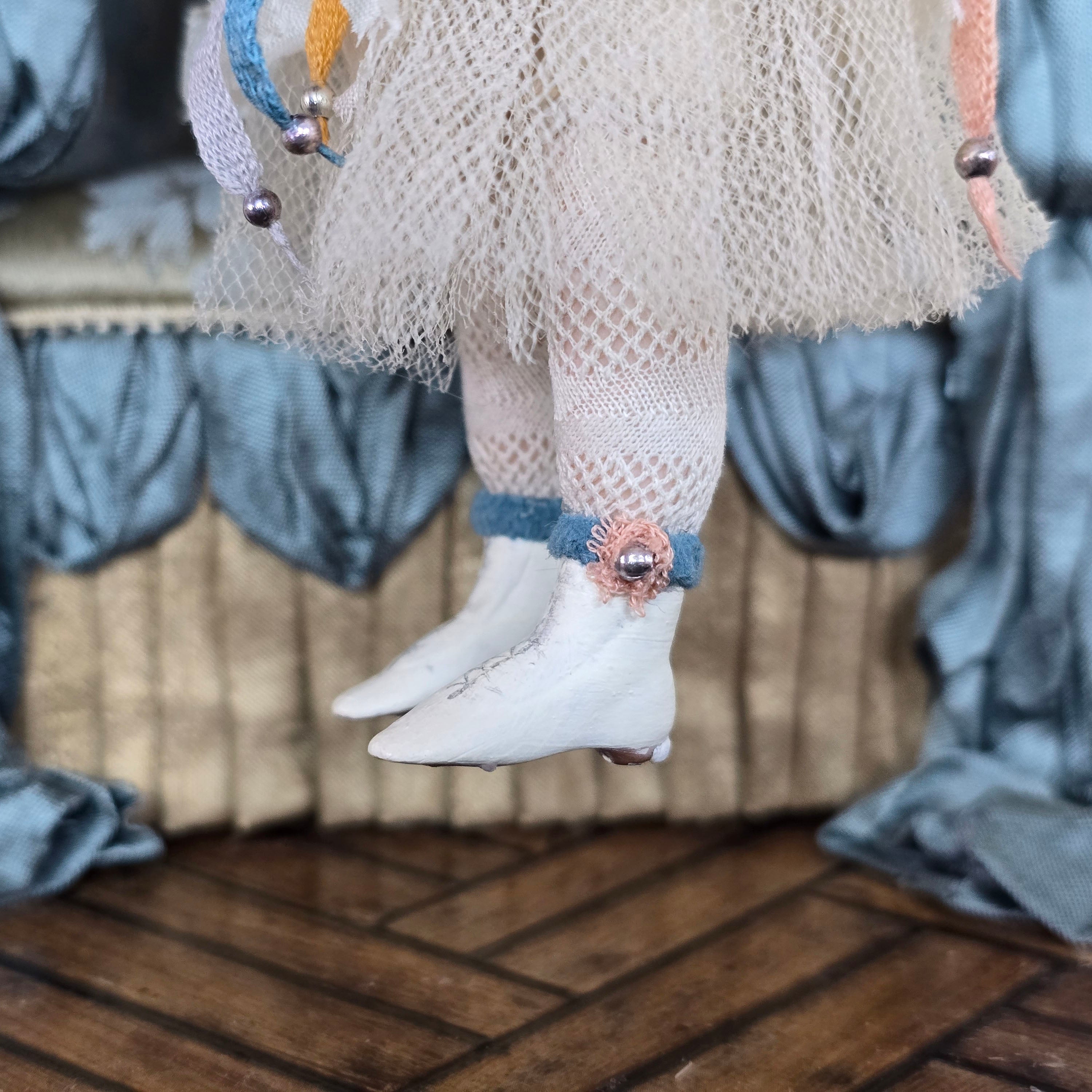 Angelika Mannersdorfer OOAK Fantasy Pierrot Porcelain Dollhouse Doll with Leather Hat