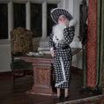 Load image into Gallery viewer, Mature Society Lady Dollhouse Doll With Faux Fox Stole & Eyelashes Artisan Clay Figure
