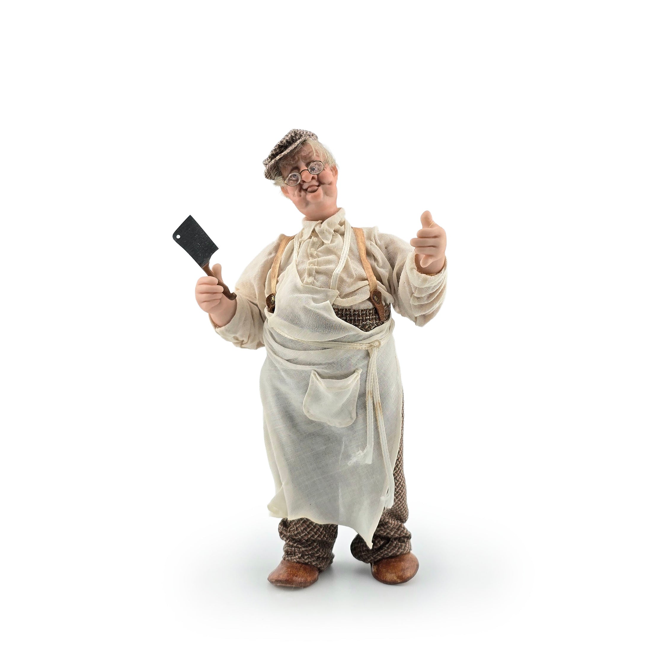 Gudrun Kolenda OOAK Clay Chubby Butcher Man Dollhouse Character with Cleaver