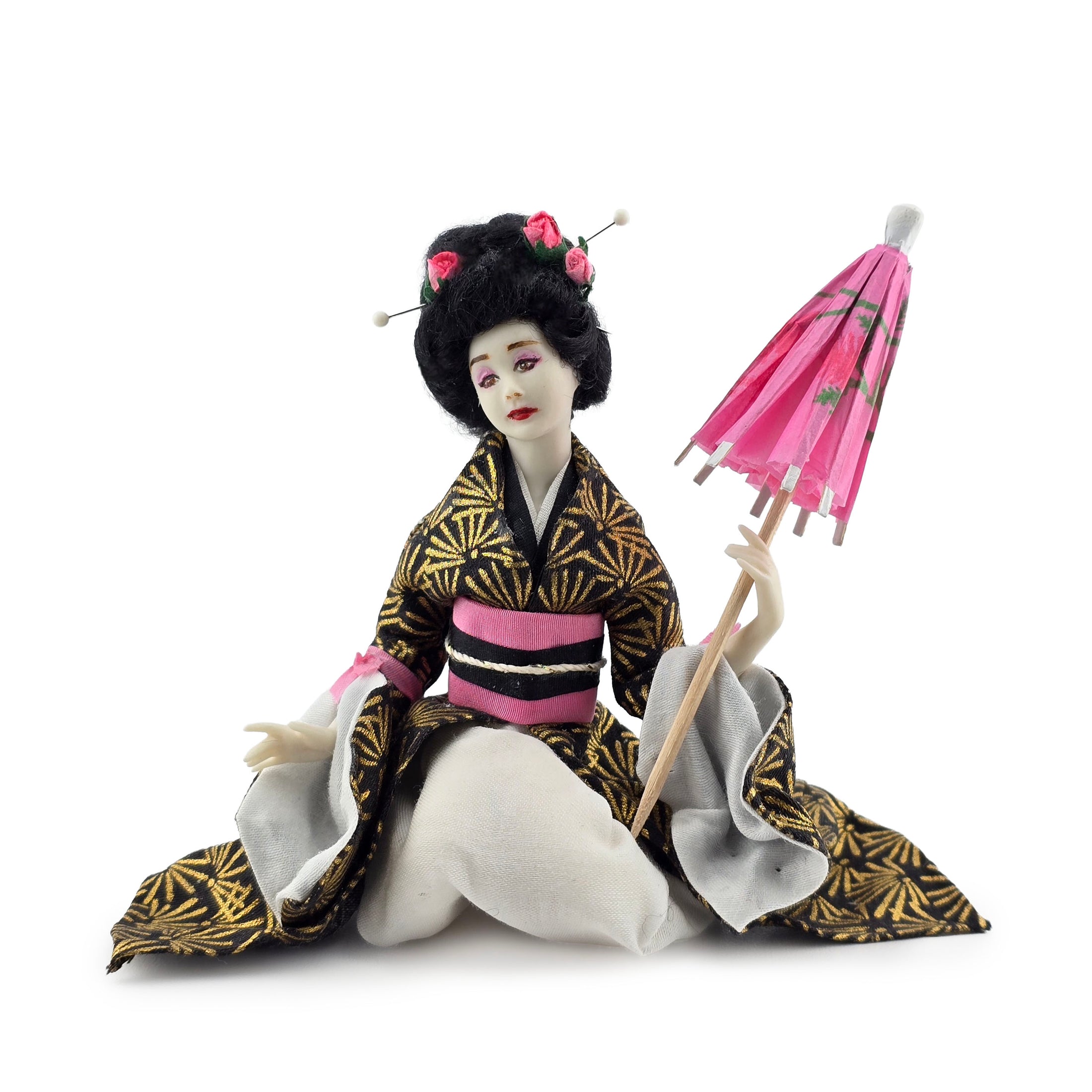 Tish Tierney IGMA OOAK Japanese Madori Seated Geisha Dollhouse Doll Signed