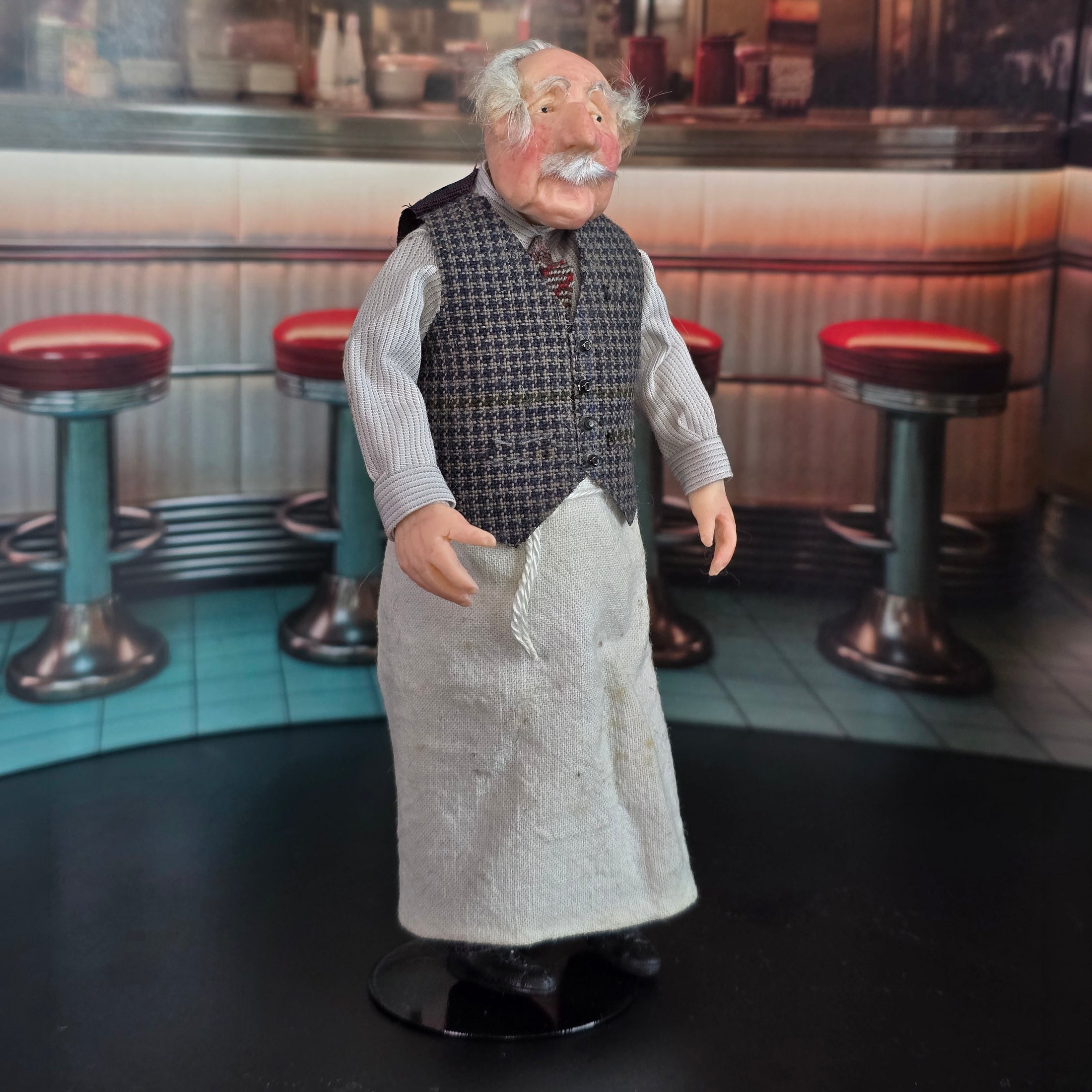 UK Carol Bull Character Dollhouse Doll British Older Gentleman in Apron