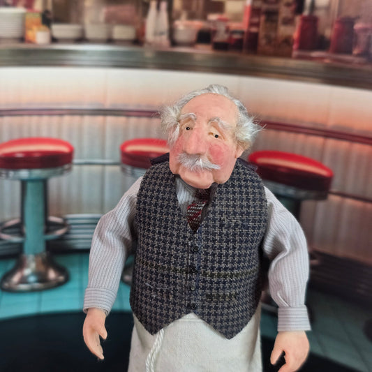 UK Carol Bull Character Dollhouse Doll British Older Gentleman in Apron