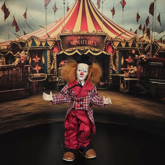 Vintage Artisan Porcelain Clown Dollhouse Doll Circus Character Figure