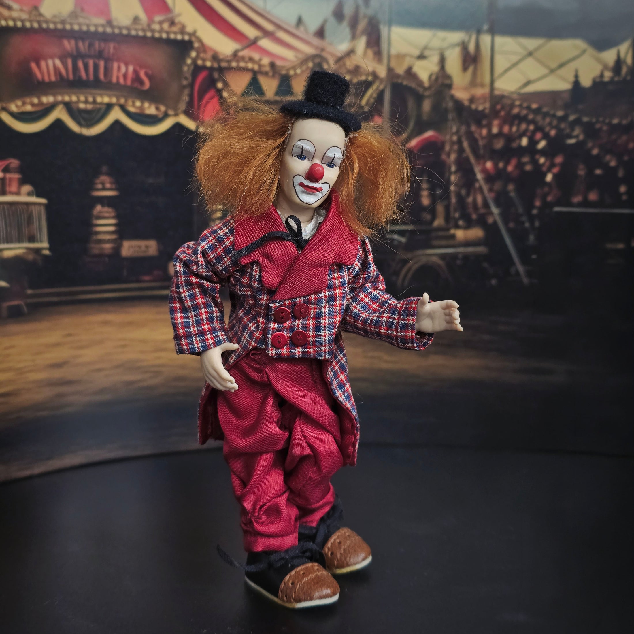 Vintage Artisan Porcelain Clown Dollhouse Doll Circus Character Figure