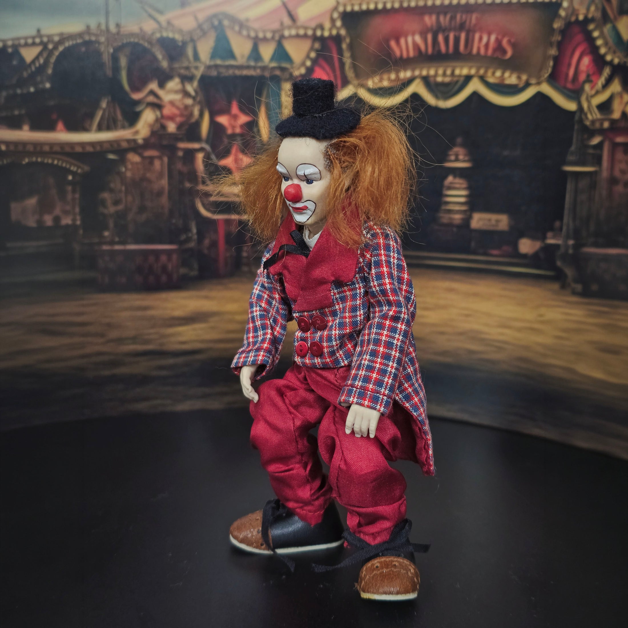 Vintage Artisan Porcelain Clown Dollhouse Doll Circus Character Figure