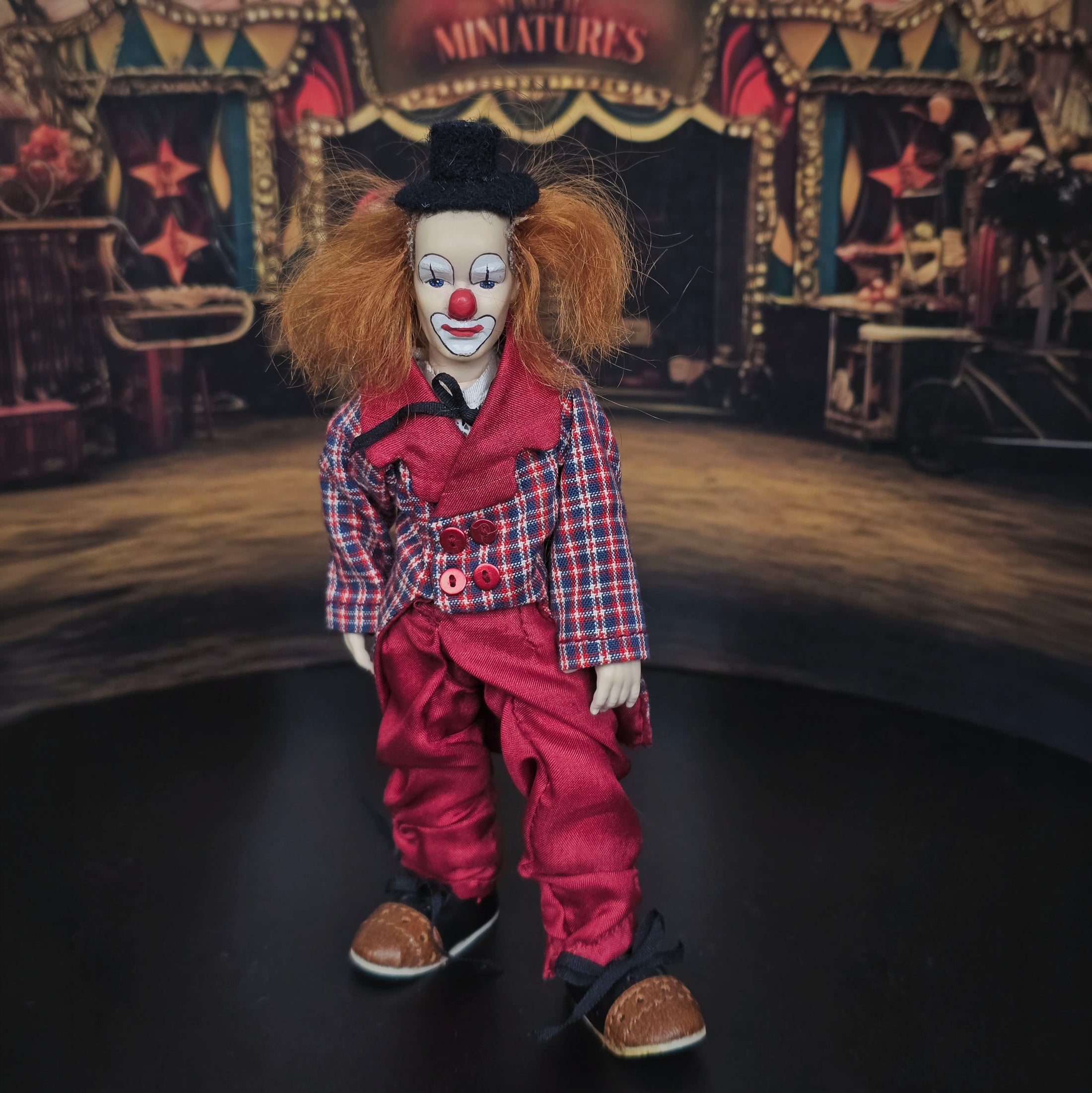 Vintage Artisan Porcelain Clown Dollhouse Doll Circus Character Figure