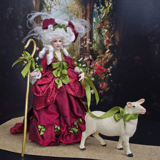 Tish Tierney IGMA OOAK La Peep Porcelain Doll with her Sheep and Crook 1:12 Scale