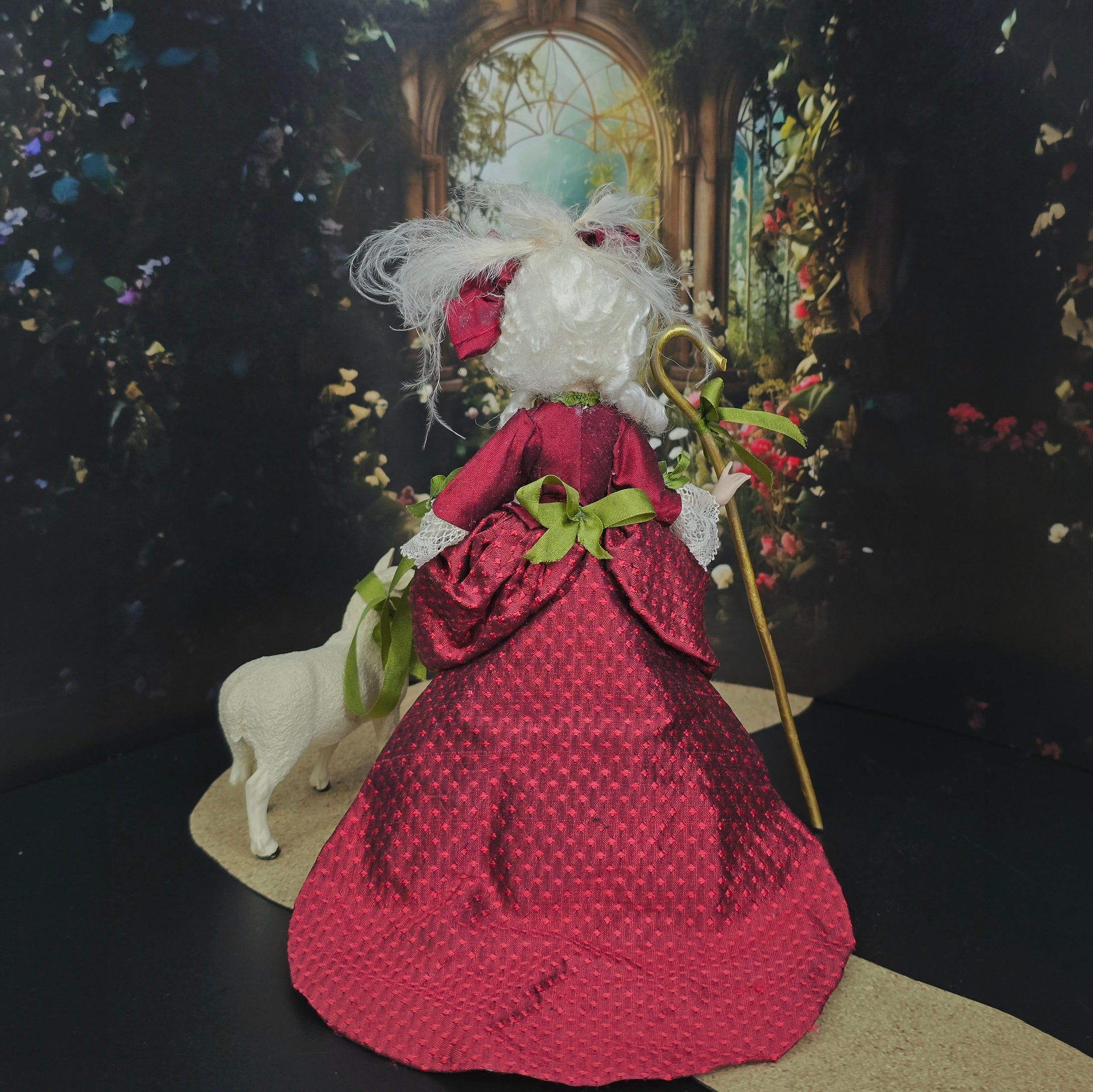 Tish Tierney IGMA OOAK La Peep Porcelain Doll with her Sheep and Crook 1:12 Scale