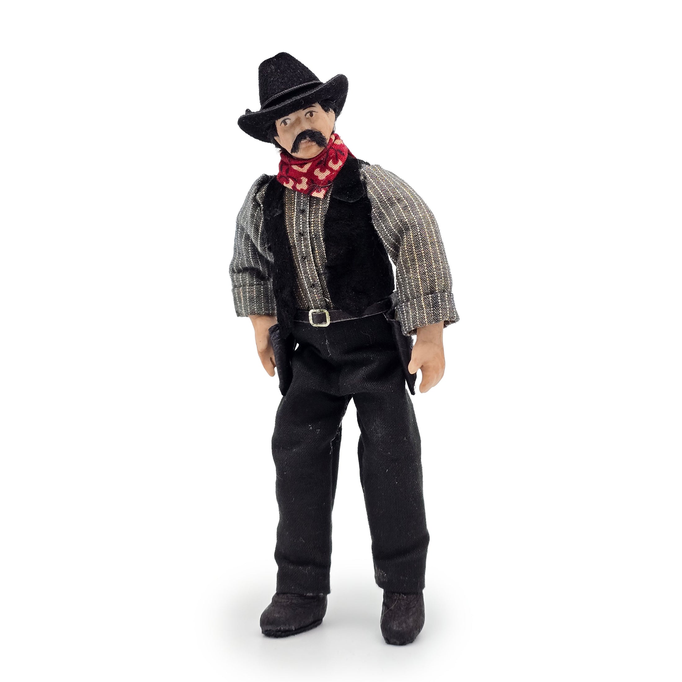 OOAK Cowboy Gentleman Doll Porcelain Western Man w Dueling Pistols 1:12