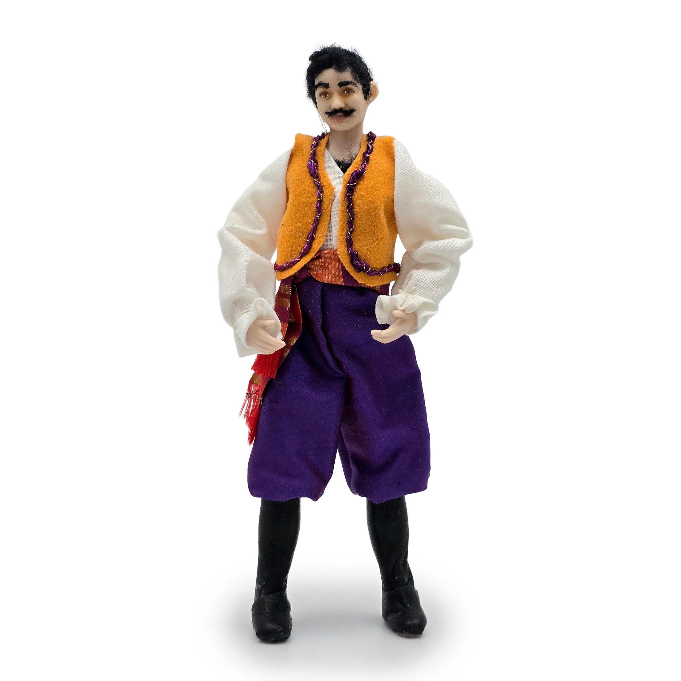 Tish Tierney Bohemian Pirate or Gypsy Man Porcelain Character Dollhouse Doll 1:12