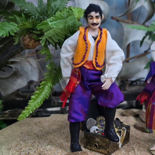 Tish Tierney Bohemian Pirate or Gypsy Man Porcelain Character Dollhouse Doll 1:12