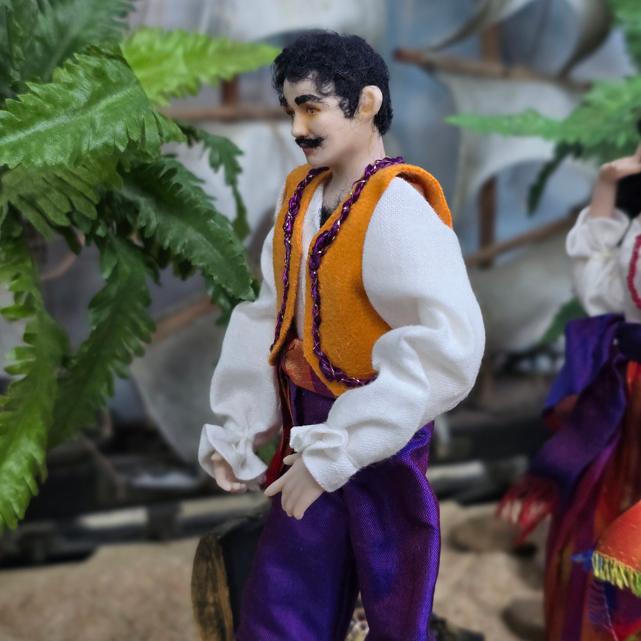 Tish Tierney Bohemian Pirate or Gypsy Man Porcelain Character Dollhouse Doll 1:12