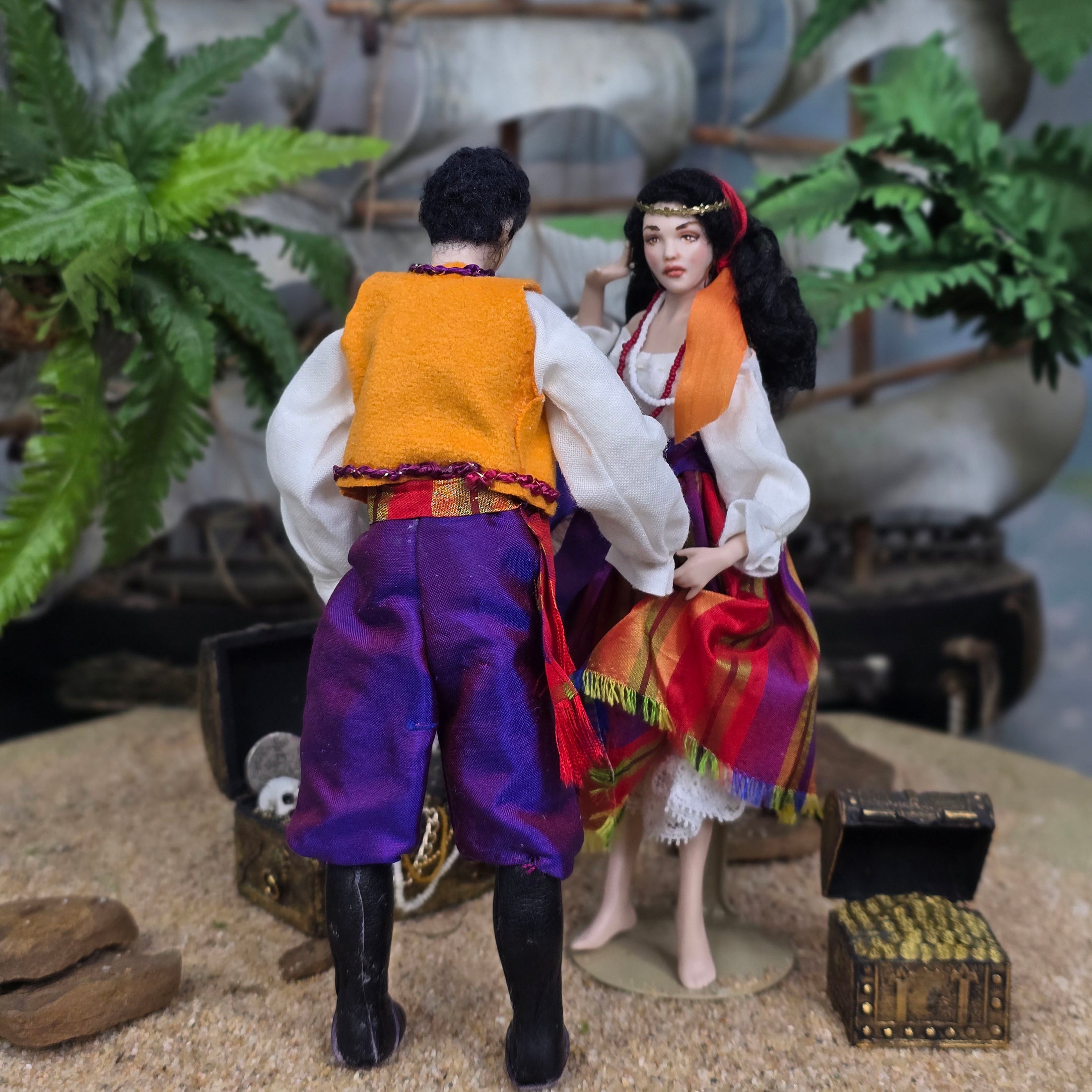 Tish Tierney Bohemian Pirate or Gypsy Man Porcelain Character Dollhouse Doll 1:12