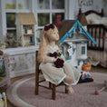 Load image into Gallery viewer, OOAK Clay Carol McBride Seated Little Girl Dollhouse Doll With Roses
