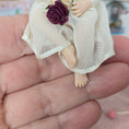 Load image into Gallery viewer, OOAK Clay Carol McBride Seated Little Girl Dollhouse Doll With Roses
