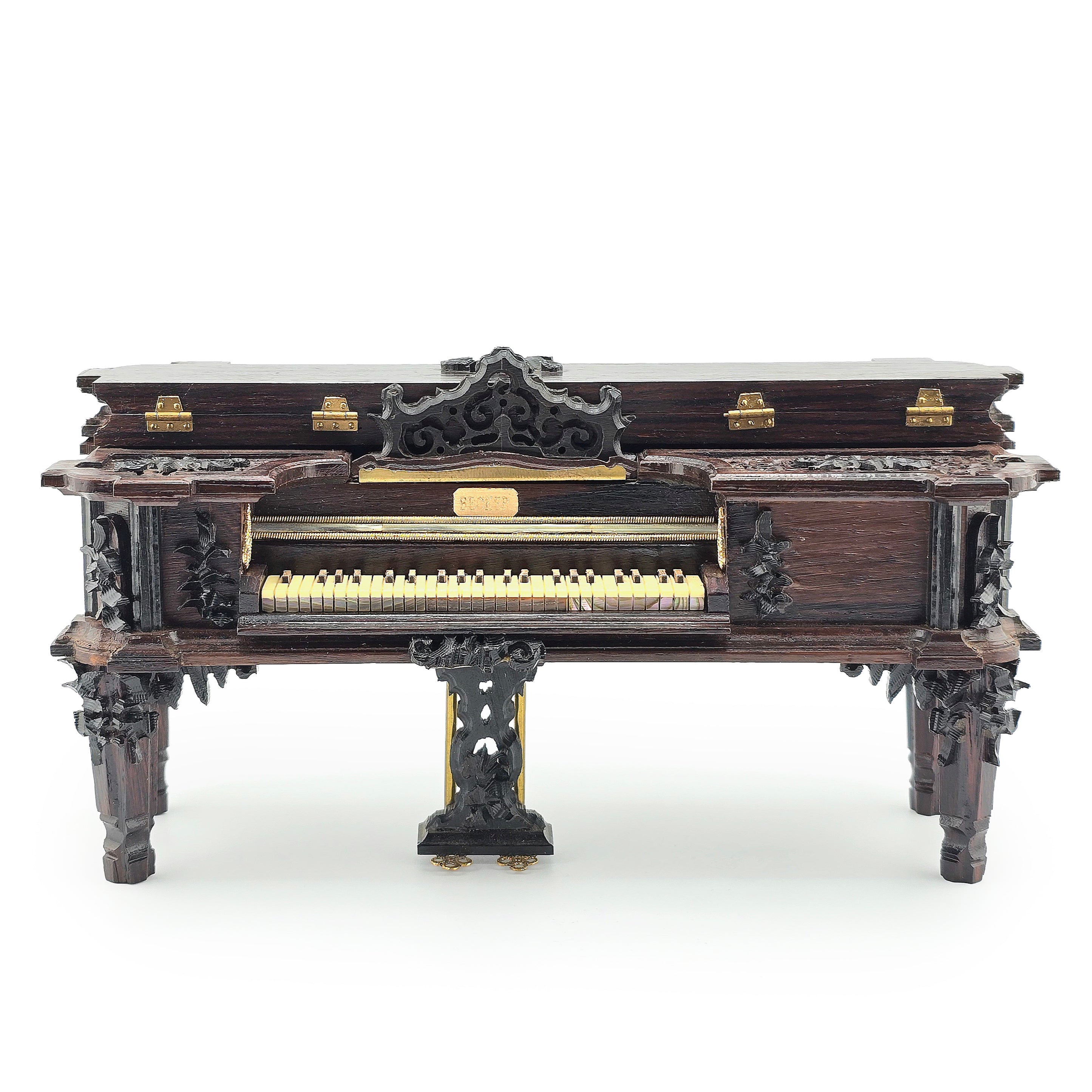 George Becker OOAK Victorian Square Piano Miniature “Jeweled Piano” Replica (1982)