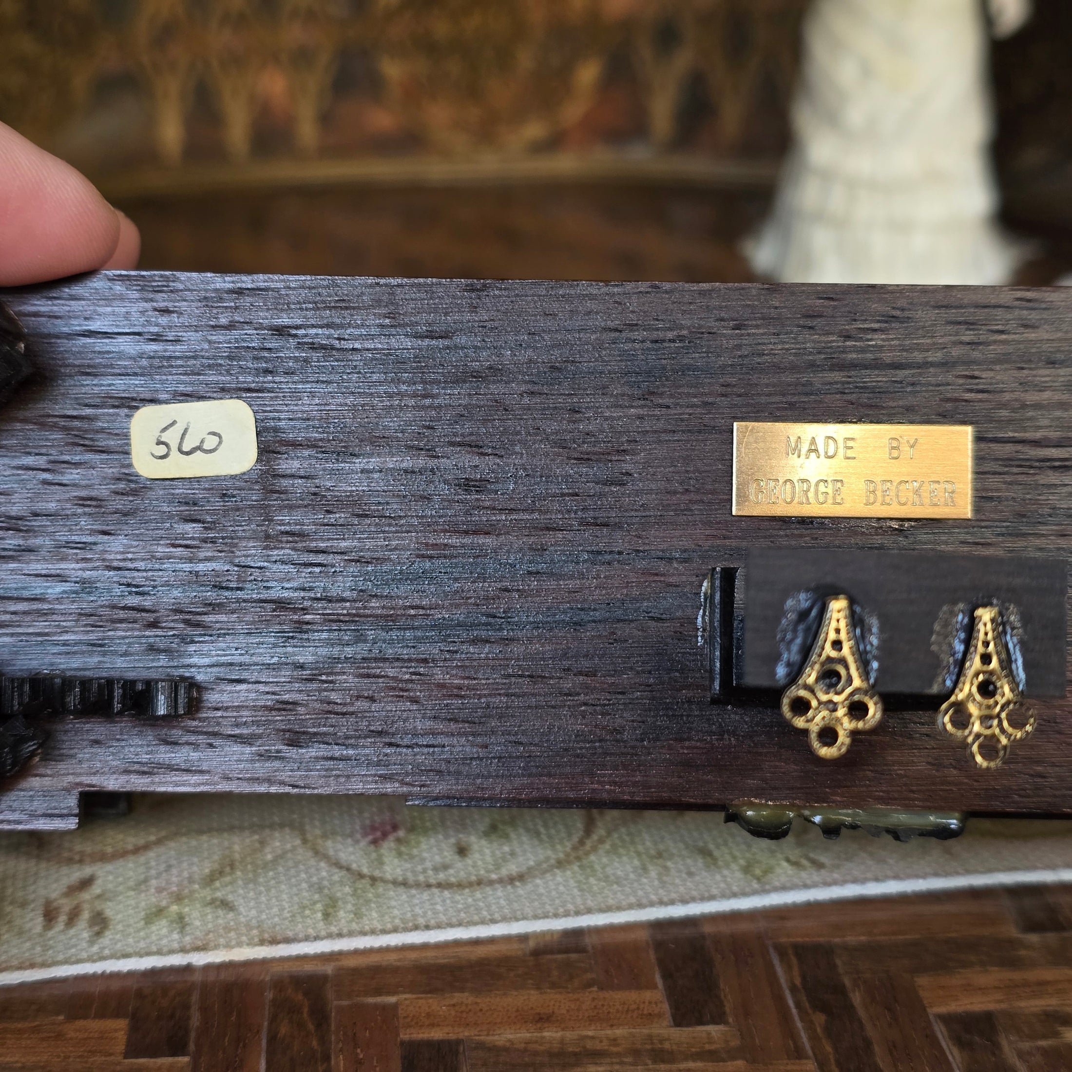 George Becker OOAK Victorian Square Piano Miniature “Jeweled Piano” Replica (1982)