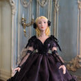 Load image into Gallery viewer, RESERVED SUSAN Beauty Dollhouse Doll Aubergine Silk Gown with Black Lace
